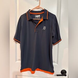 Detroit Tigers true fan brand navy blue polo with orange trim. Men’s medium.